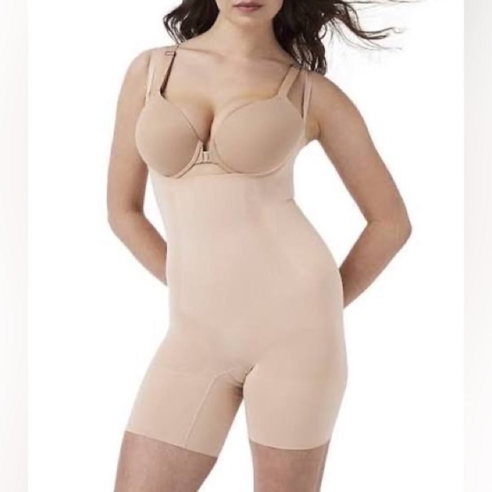 SPANX Shaping Open-Bust Bodysuit Tan